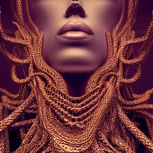 Image similar to queen of chains, 4 k, intricate, jaw dropping, gorgeous, surreal, octane render