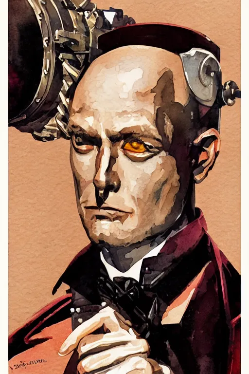 Image similar to zoomed out portrait of a duke, art deco style, stylized illustration by brom, watercolor gouache detailed paintings, diesel punk, artstation