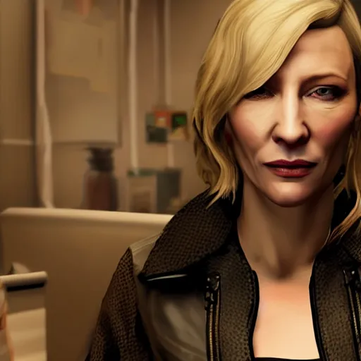 Image similar to cate blanchett as grand theft auto V character , gaming, detailed, 4k