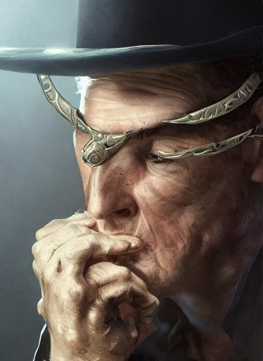 Image similar to Portrait Tim Robinson (from I Think You Should Leave) in a cowboy hat and eye mask disguise, marvel comics, dark, intricate, highly detailed, smooth, artstation, digital illustration by Ruan Jia and Mandy Jurgens and Artgerm and Wayne Barlowe and Greg Rutkowski and Frank Frazetta