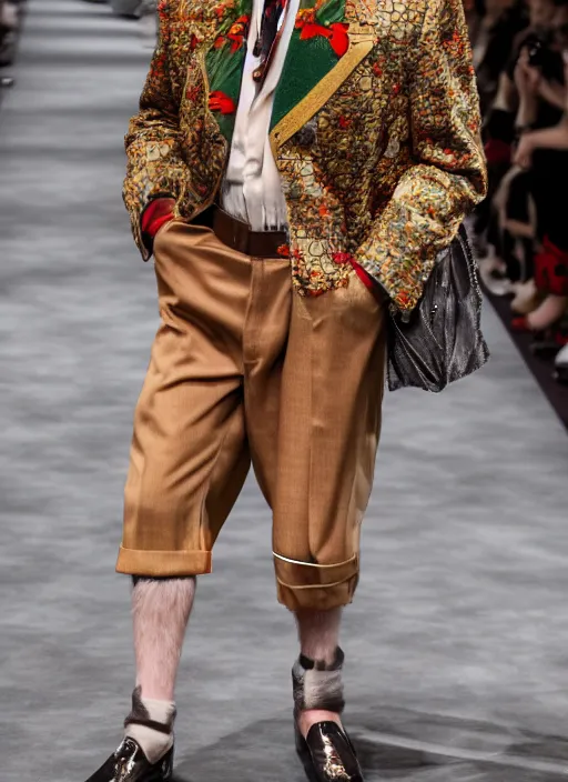 Image similar to hyperrealistic and heavy detailed gucci runway show of albert einstein, leica sl 2 5 0 mm, vivid color, high quality, high textured, real life