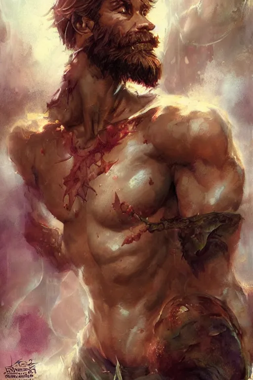 Image similar to a portrait of a handsome ripped magical fantasy fairy man by Frank Frazetta, WLOP and ross tran