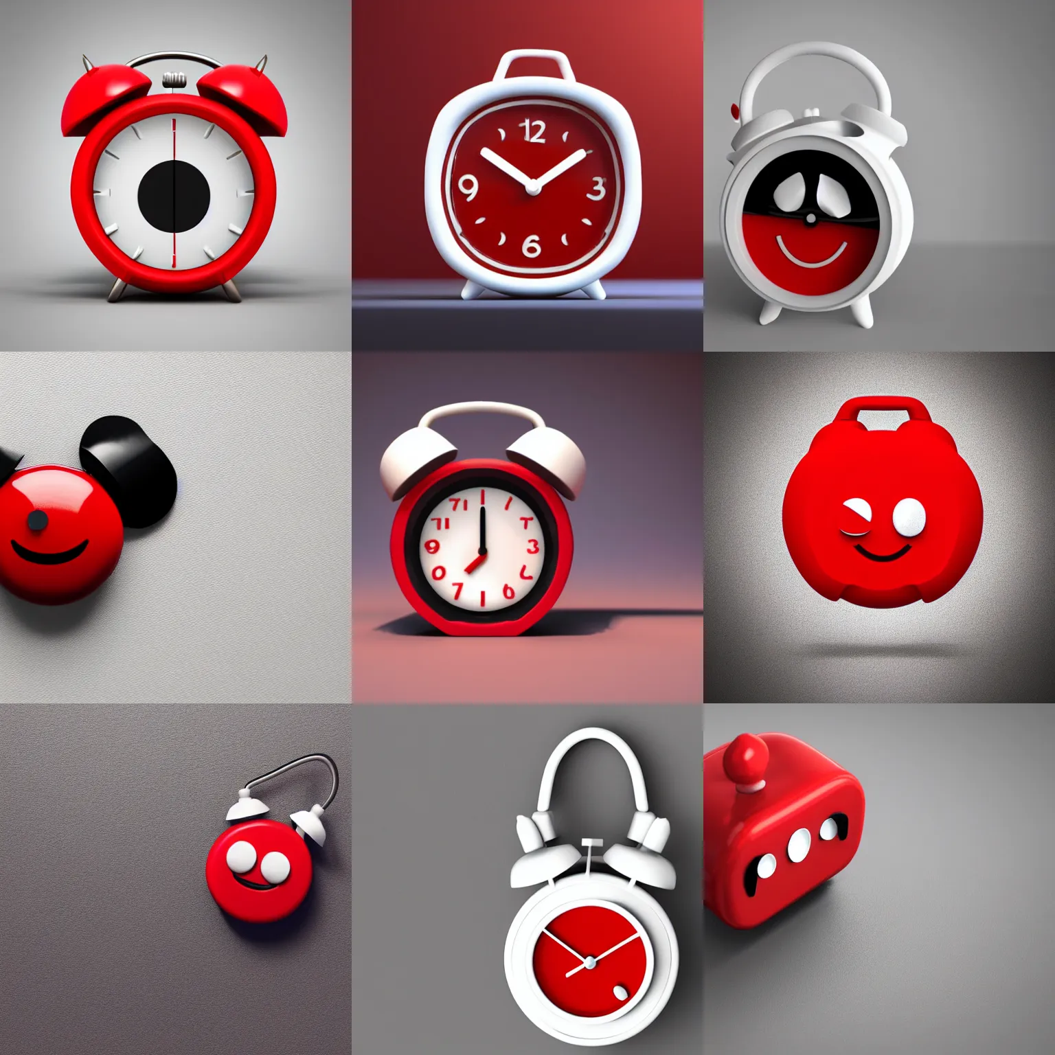 Prompt: tiny red alarm clock that looks like the iOS emoji emoji, 3D clay render, 4k UHD, white background white background, minimalistic, isometric view, studio lighting, 3d render, unreal engine, centered, Trendingonartstation