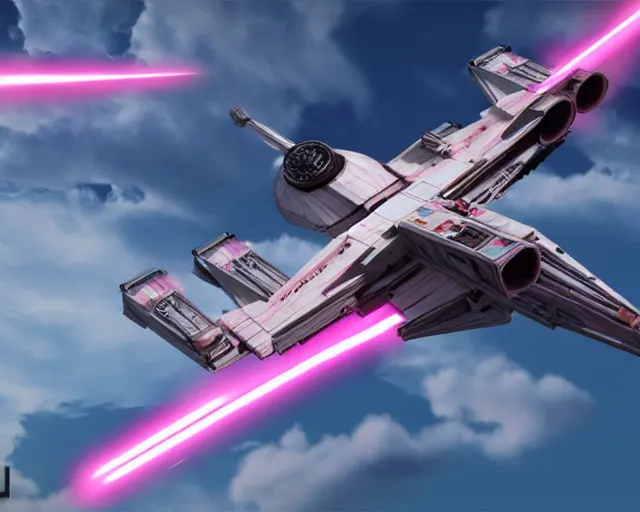 Prompt: ultra realistic cgi of a star wars podracer with pink anime livery, 4k, render