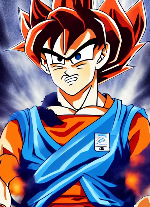 Image similar to a full portrait photo of son goku, f / 2 2, 3 5 mm, 2 7 0 0 k, lighting, perfect faces, award winning photography.