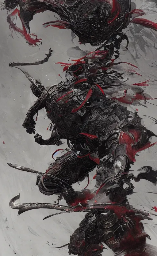 Image similar to close view of japanese sword object, black show room in background, front game card, drark, marvel comics, dark, intricate, highly detailed, smooth, artstation, digital illustration by ruan jia and mandy jurgens and artgerm and wayne barlowe and greg rutkowski and zdislav beksinski