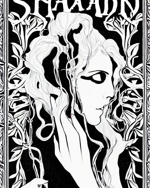 Image similar to the sandman dream of the endless illustrated in the style of aubrey beardsley