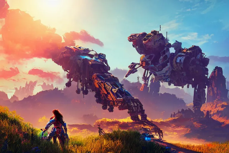 Image similar to scorcher machine mecanical creature robot of horizon forbidden west horizon zero dawn radiating a glowing aura global illumination ray tracing hdr fanart arstation by ian pesty and alena aenami artworks in 4 k