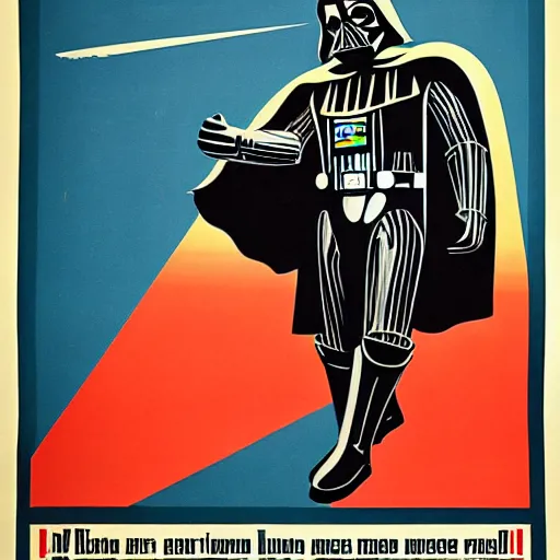 Prompt: a 1 9 3 0 s soviet propaganda poster of darth vader