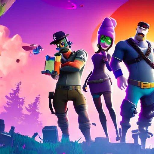 Image similar to fornite beautiful new original promo poster for a new season with new characters and places