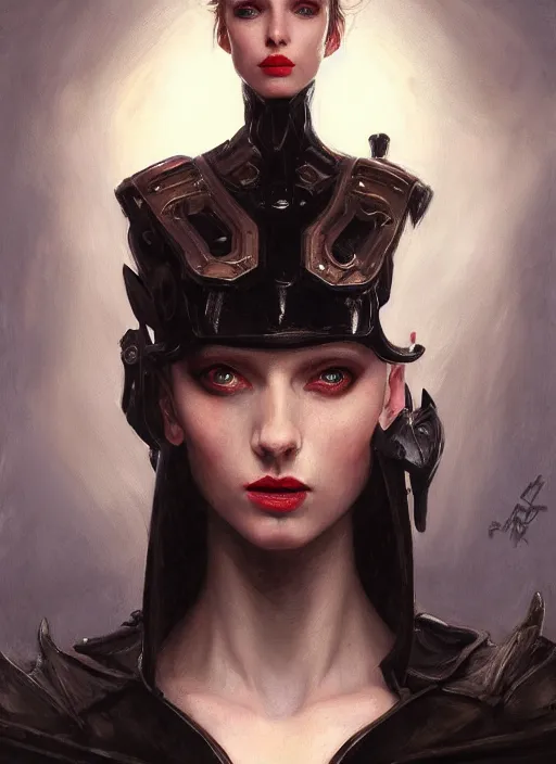 Image similar to portrait demon half human, elegant, wearing a bomber jacket, armor, hyper realistic, whitehorns, extremely detailed, dnd character art portrait, fantasy art,, dramatic lighting, vivid colors, deviant art, artstation, by edgar maxence and caravaggio and michael whelan and delacroix, lois van baarle and bouguereau