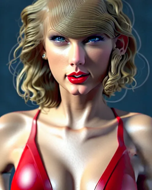 Image similar to 3 / 4 view of a portrait of taylor swift wears compact bikini, evangelion, au naturel, hyper detailed, digital art, trending in artstation, cinematic lighting, studio quality, smooth render, frostbite 3 engine rendered, art style by klimt and nixeu and ian sprigger and wlop and krenz cushart