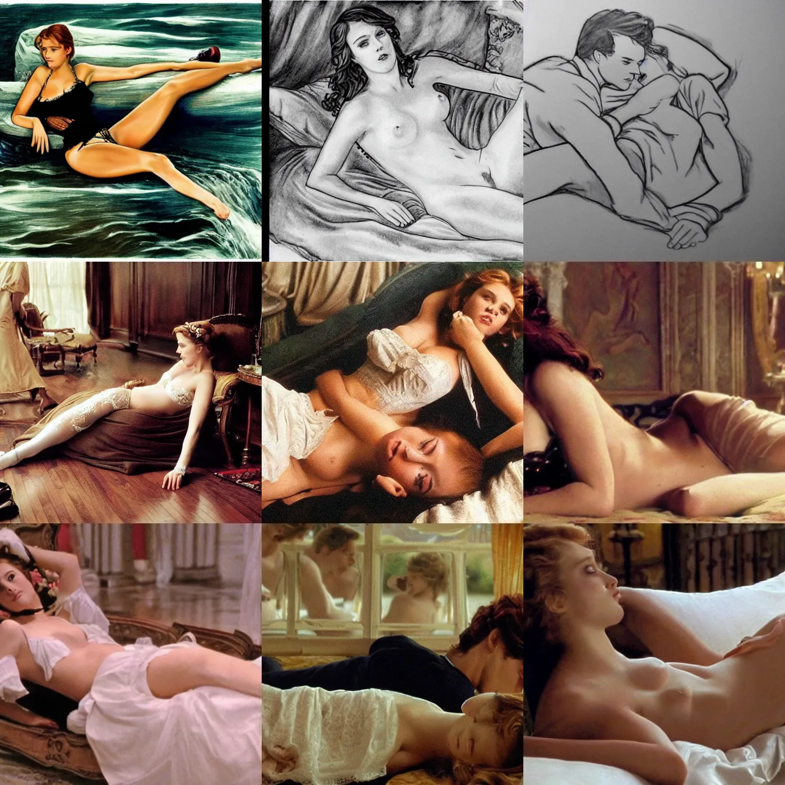 Prompt: the draw me like your french girls scene from titanic