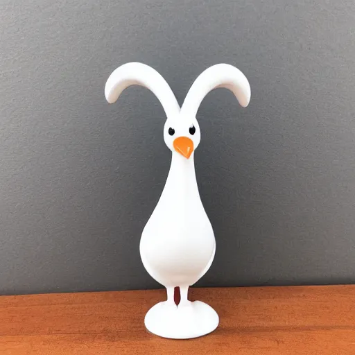 Image similar to Anthro goose in a white tuxedo, vinyl toy figurine