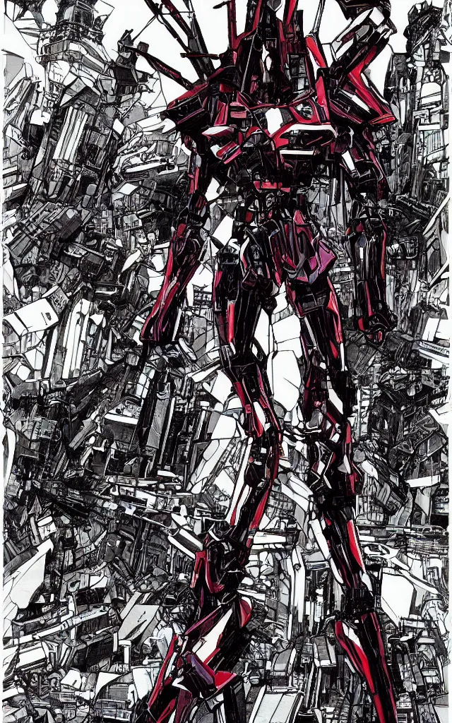 Image similar to evangelion unit 2 berserk. retrofuturism, atompunk. realistic proportions. dystopian. cyberpunk, blade runner, concept art, cel shading