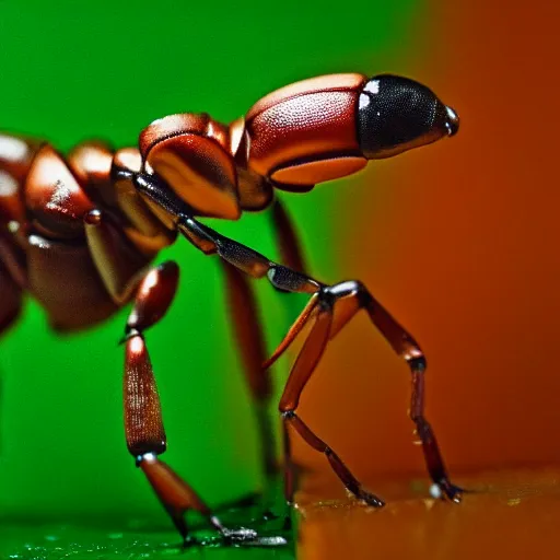 Image similar to macro photograph of an alien ant, alien biology, 8K UHD