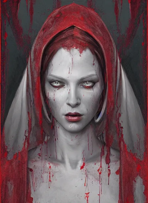 Image similar to digital _ painting _ of _ bloody mary _ by _ filipe _ pagliuso _ and _ justin _ gerard _ symmetric _ fantasy _ highly _ detailed _ realistic _ intricate _ port