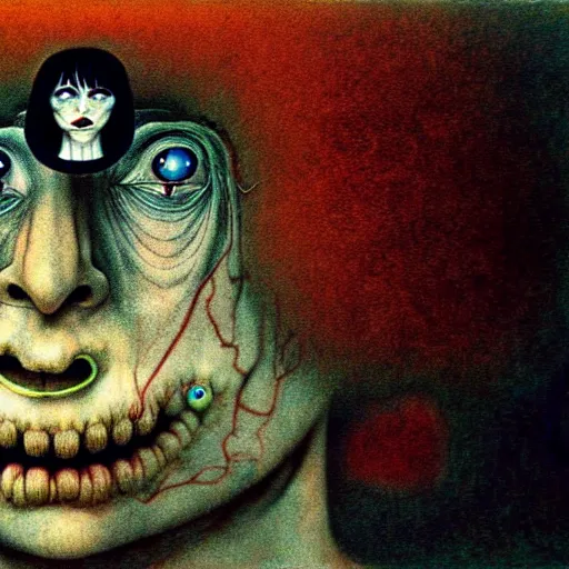 Image similar to youtube by otto dix, junji ito, hr ginger, jan svankmeyer, beksinski, claymation, hyperrealistic, aesthetic, masterpiece