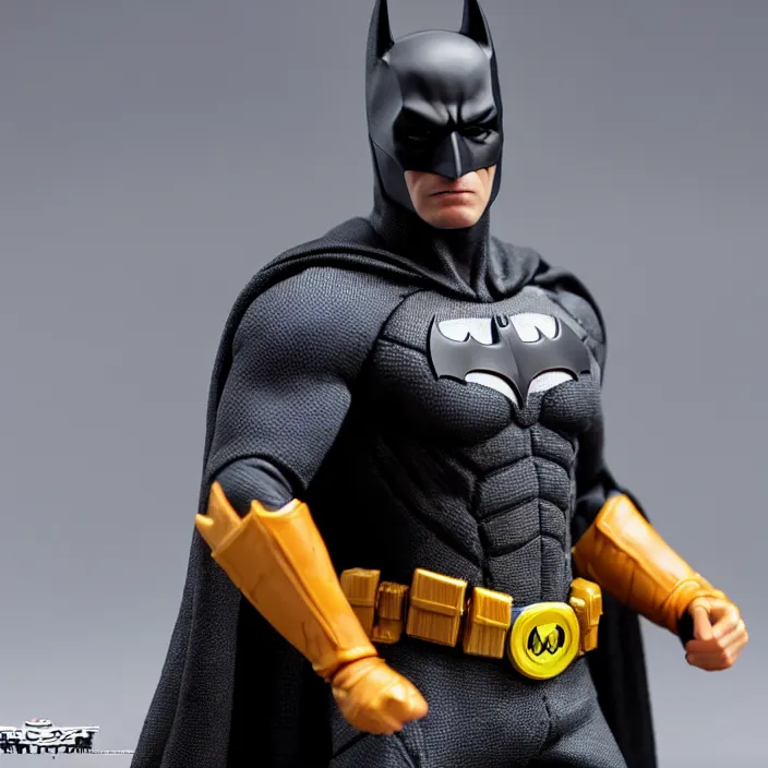 Prompt: a hot toys figure of batman, figurine, detailed product photo