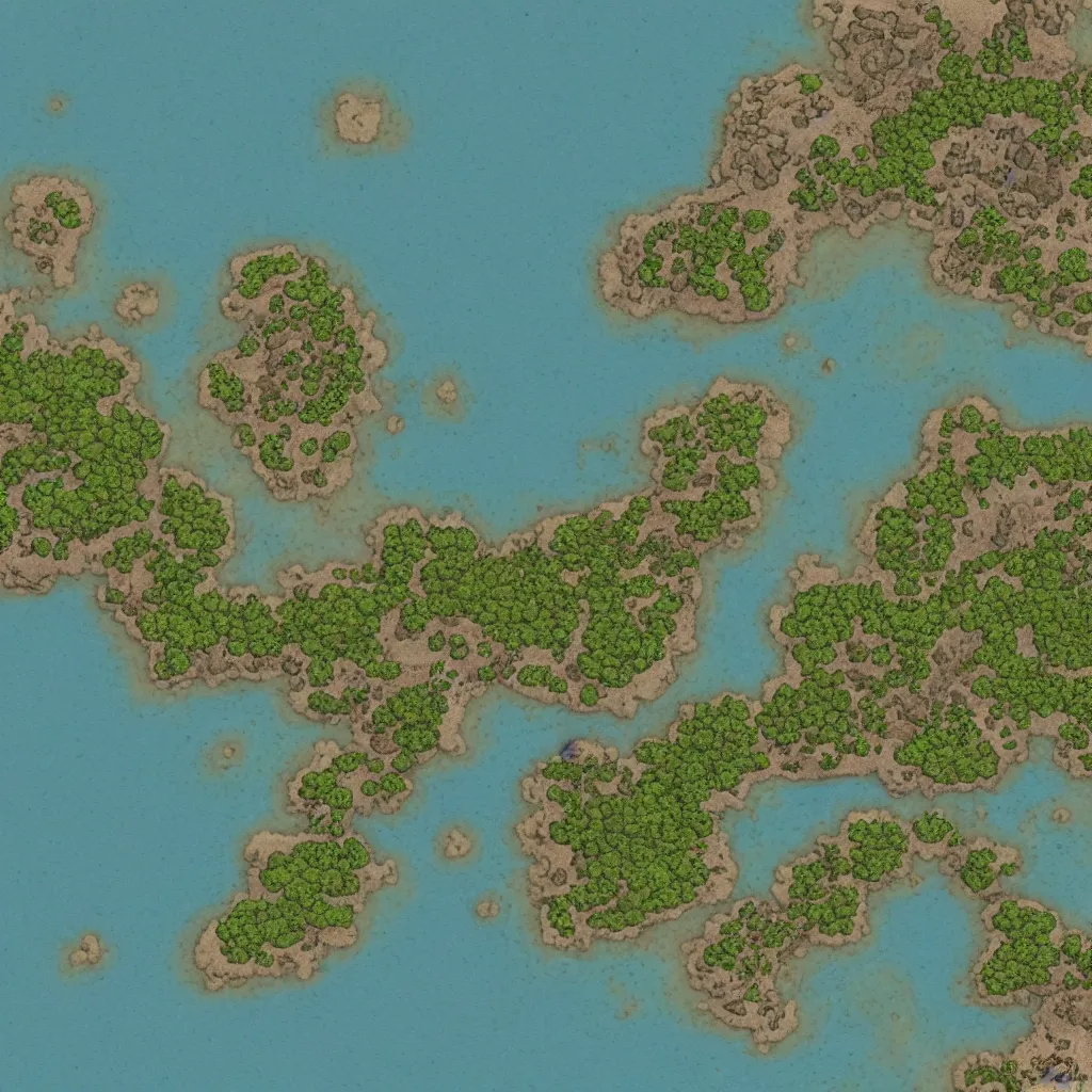 Image similar to an island surrounded by ocean, in the style of inkarnate, 8k