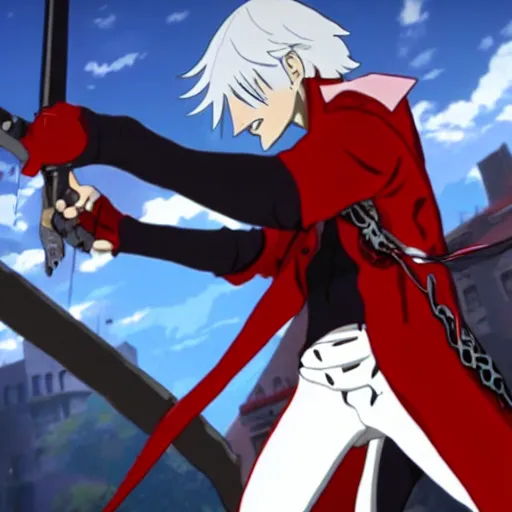 Prompt: Dante of Devil May cry in the stye of Kill la Kill(2013)