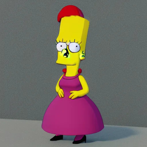 Image similar to christina hendricks as the simpsons characters, 3 d render, blender,