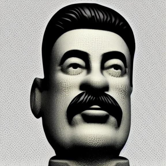 Image similar to stalin glitter plastic figurine commerical, white background, close angle, 3d render