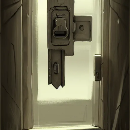 Image similar to tons of door latches leaning on floor of room, concept art, trending on artstation, highly detailed, intricate, sharp focus, digital art, 8 k