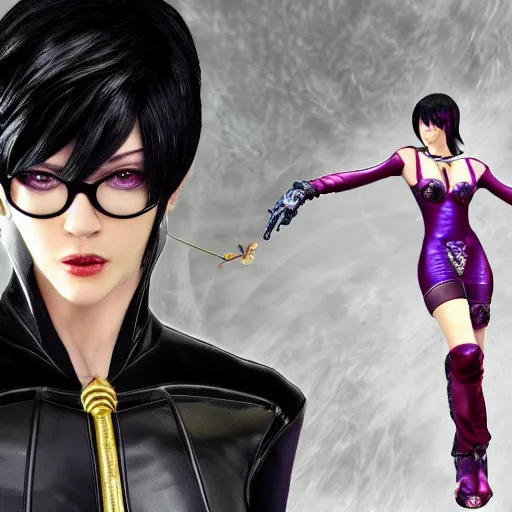 Image similar to asia argento as bayonetta, 8 k resolution lots of details, photo realistic, extremely high quality