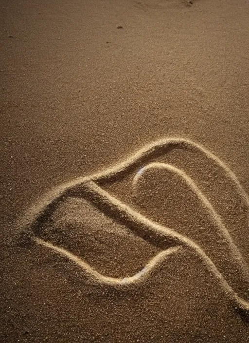 Image similar to a writing in sand that says agi, cinematic lighting, 8 k