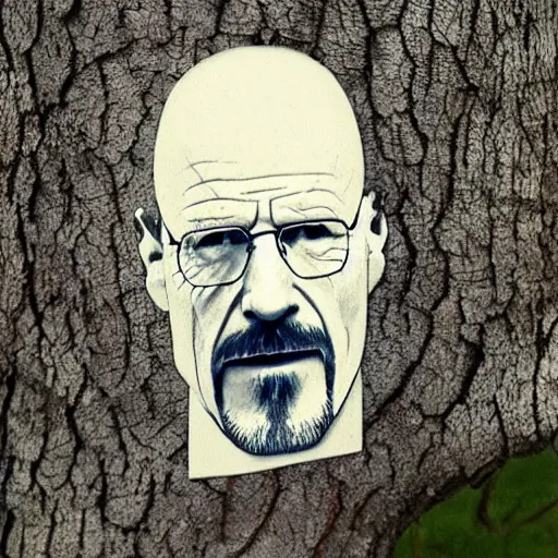 Prompt: a photo of a tree in the shape of walter white's head.