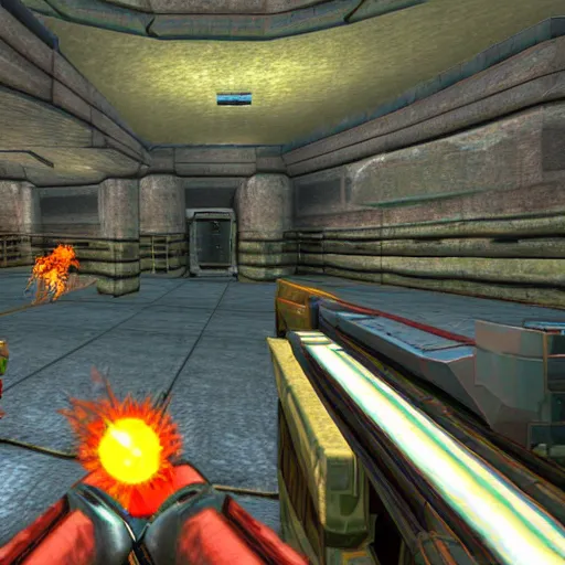 Prompt: quake iii area deathmatch, fps, video game screenshot