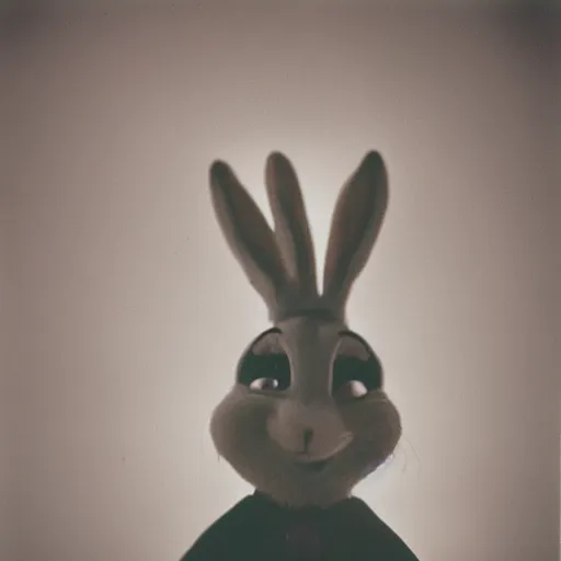 Prompt: Portrait of a bugs bunny, Expired Burned Film from 1930s, Softbox Lighting, 85mm Lens F/1.8