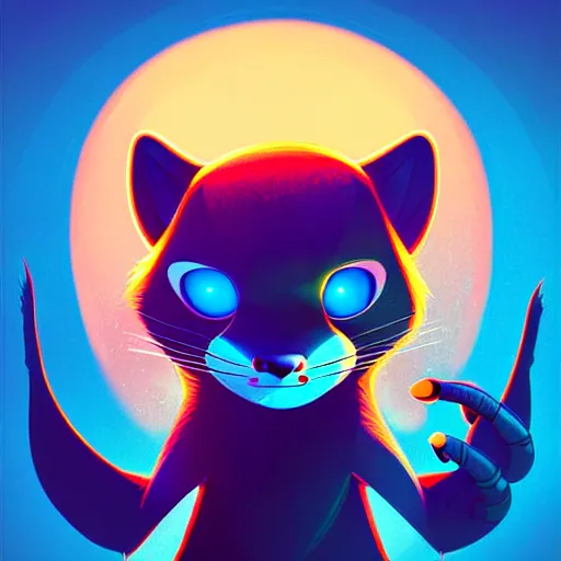 Prompt: curved perspective, extreme narrow, extreme fisheye, digital art of a marten animal cartoon character by anton fadeev from nightmare before christmas