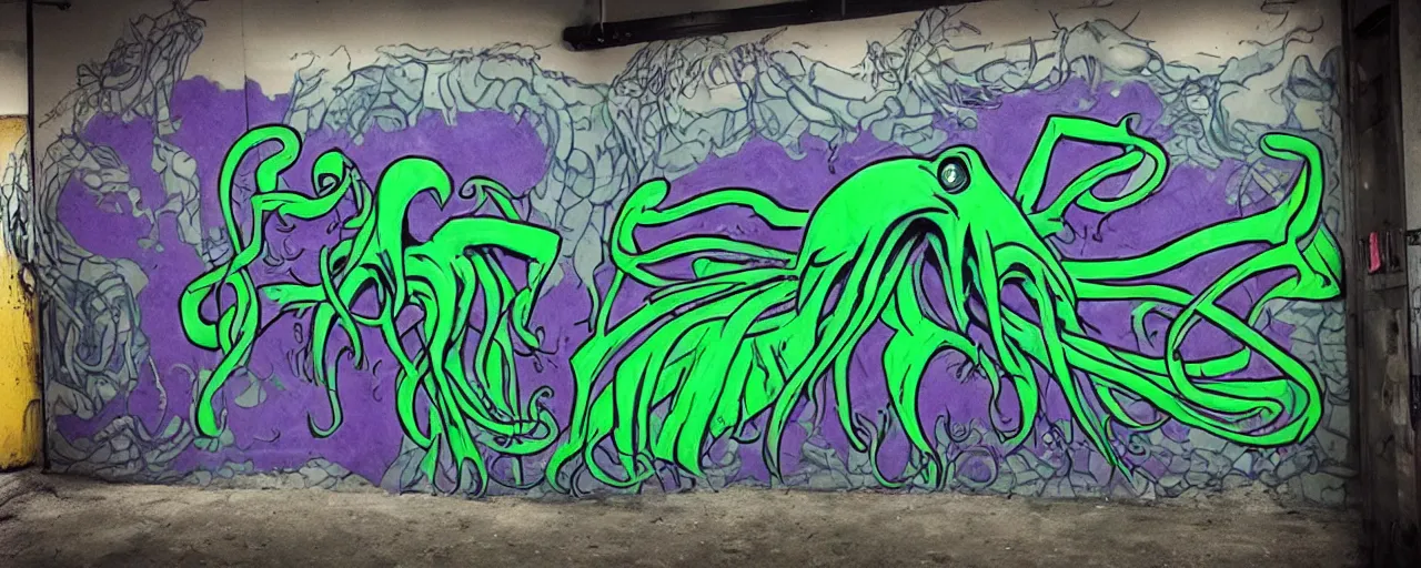 Image similar to metro graphitti, Cthulhu