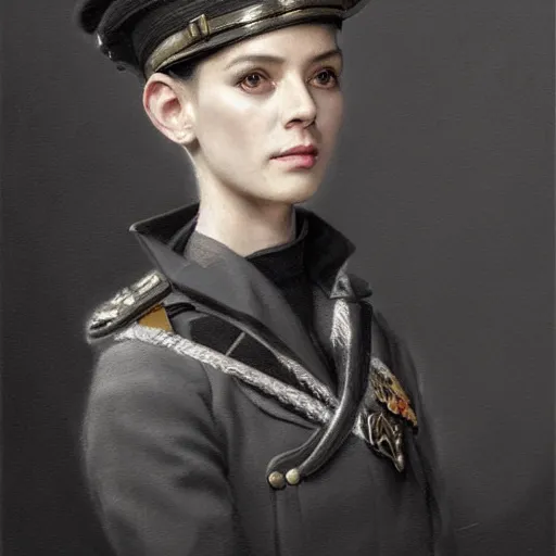 Image similar to portrait of stoic looking miniature schnauzer, military uniform, black fir, white eyebrows, fantasy, intricate, elegant, highly detailed, centered, dark, smokey, charcoal painting, digital painting, artstation, concept art, smooth, sharp focus, illustration, art by artgerm and greg rutkowski and alphonse mucha