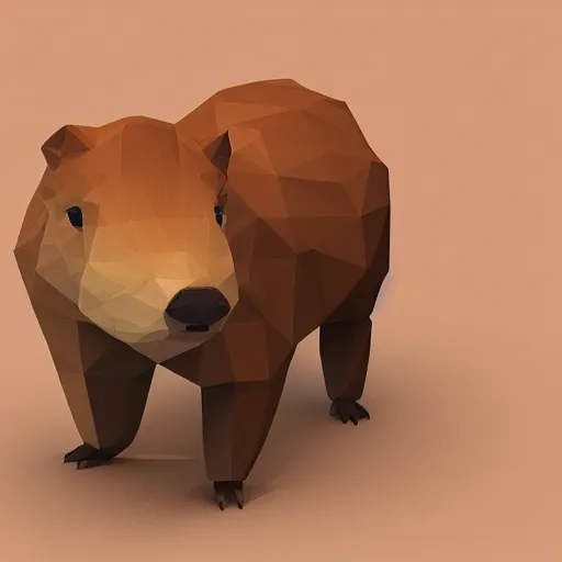 Prompt: cute low-poly capybara, 4k, hd