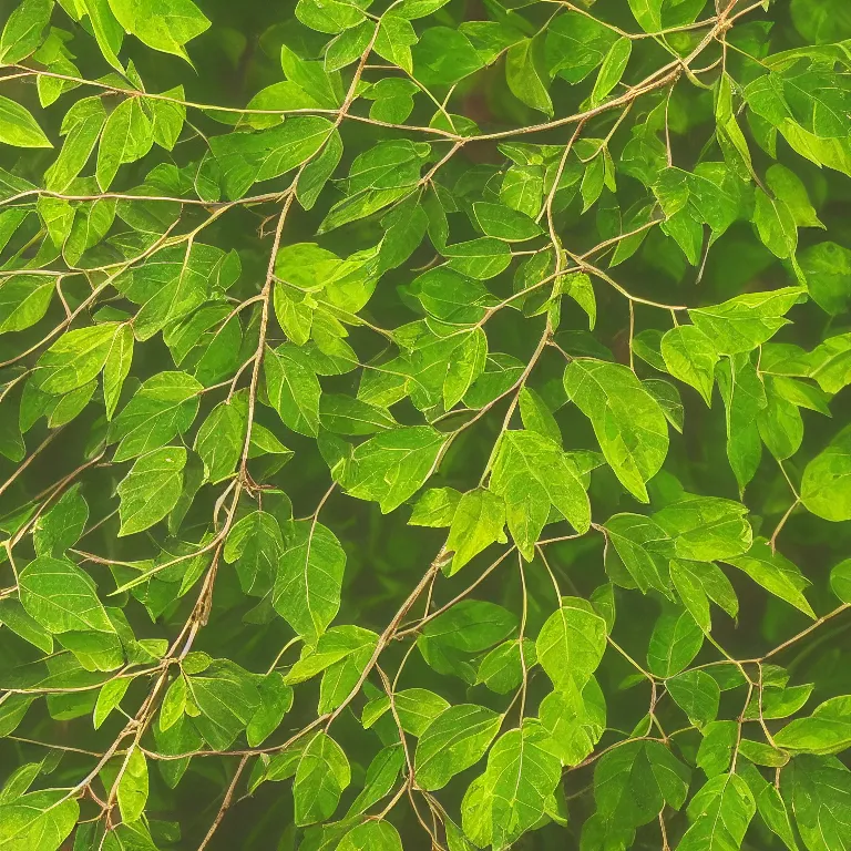 Prompt: a beautiful picture of branch with fantastic leaves with detailed abaxial structure, 8 k resolution