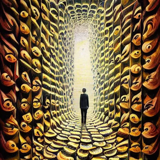 Image similar to the infinite hotel, Mind-Blowing Illusion Painting by Tomek Sętowski