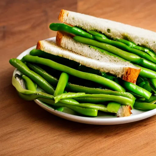 Image similar to a photo of a sandwich of green beans, professional, studio, 4 k