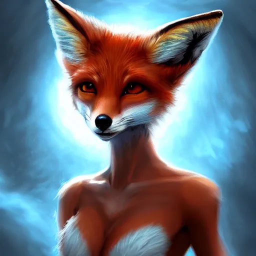 Image similar to award - winning extremely detailed fantasy art of a cute female anthro fox with innocent eyes, 4 k