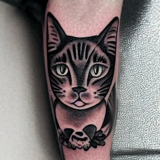 Image similar to a tattoo of a silly cat