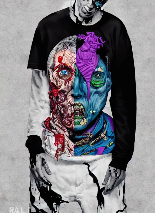 Image similar to zombie full body male modeling hiphop streetwear drip, tristan eaton, victo ngai, artgerm, rhads, ross draws