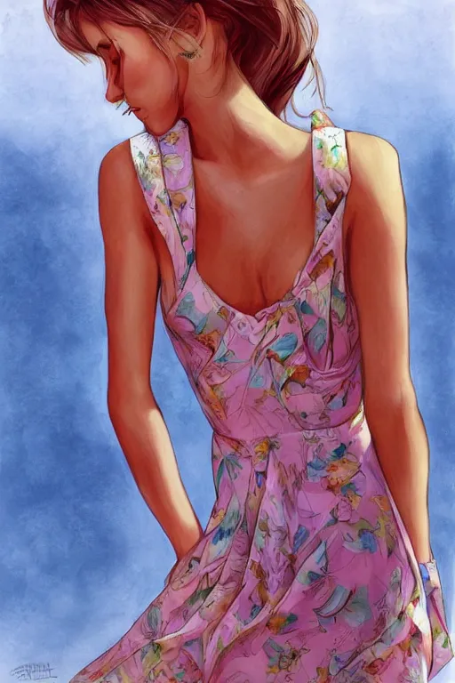 Image similar to sundress, by artgerm, WLOP