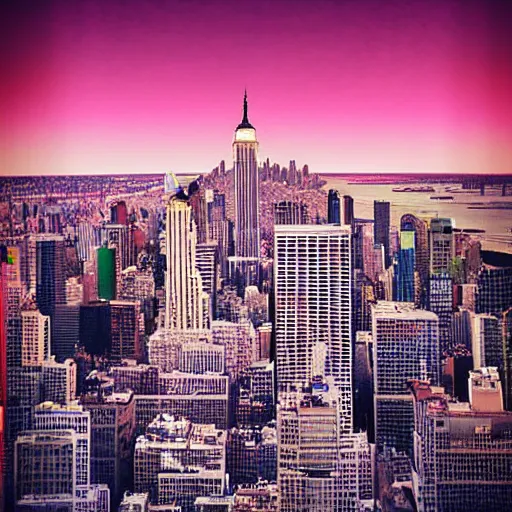 Prompt: Digital art of New York City on Mars home to 80 million people, grainy 80's style retro futuristic art