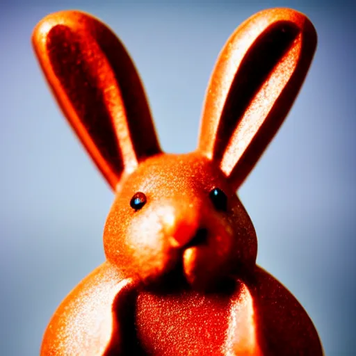 Prompt: a gummy bear shaped like a bunny, really close - up shot, hd, 4 k, smooth, extra detailed, photo, award - winning, trending, shutterstock