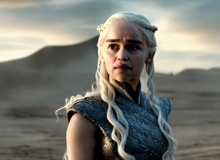 Prompt: film still of daenerys targeryan in the new scifi movie, 4 k