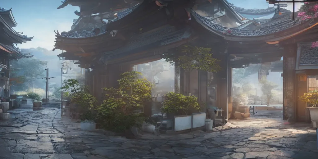 Image similar to hutao from genshin impact, unreal 5, hyperrealistic, realistic, photorealistic, dynamic lighting, highly detailed, cinematic landscape, studio landscape, studio lighting