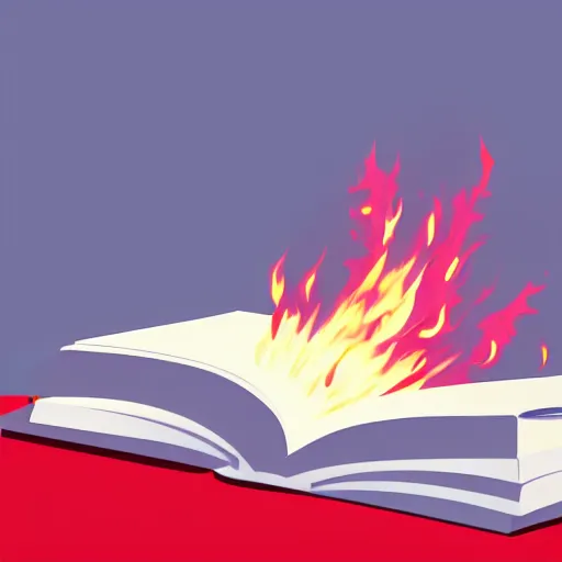 Image similar to 2 dimensional, vector, low poly, white fire hovering over an open book icon, red background, cgsociety, artstation