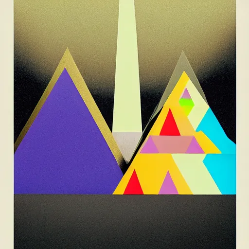 Prompt: prismatic filmic 1 9 7 0's paris pyramid covey brass cherry tree cream, by georgia o'keeffe and beeple and eugene delacroix, bokeh, pixel perfect, black velvet painting